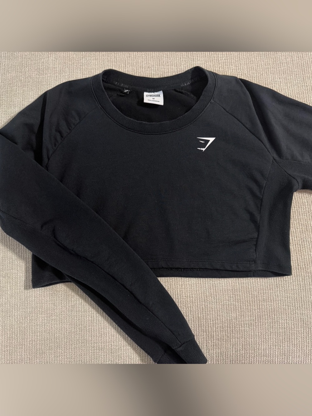 Gymshark Women’s Black Crop Sweatshirt with White Logo